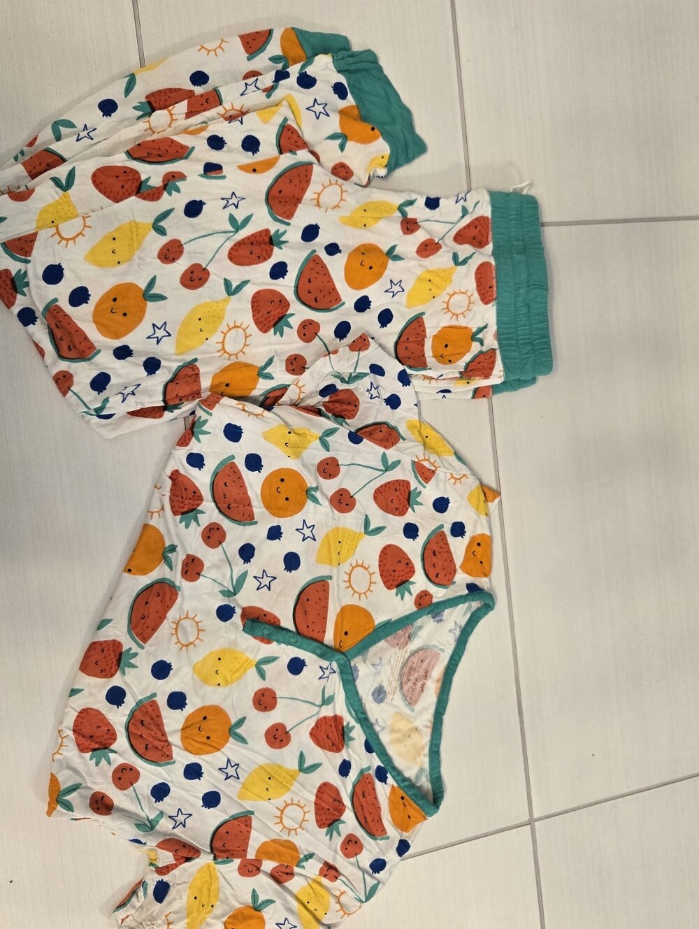 Little Sleepies Teal-Trim Pajama Top with Colorful Shape Print, Medium